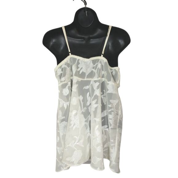 Vintage Cream Floral Lace Accent Slip Dress Top Nightie Fairy Y2K Sz Medium - Picture 2 of 6